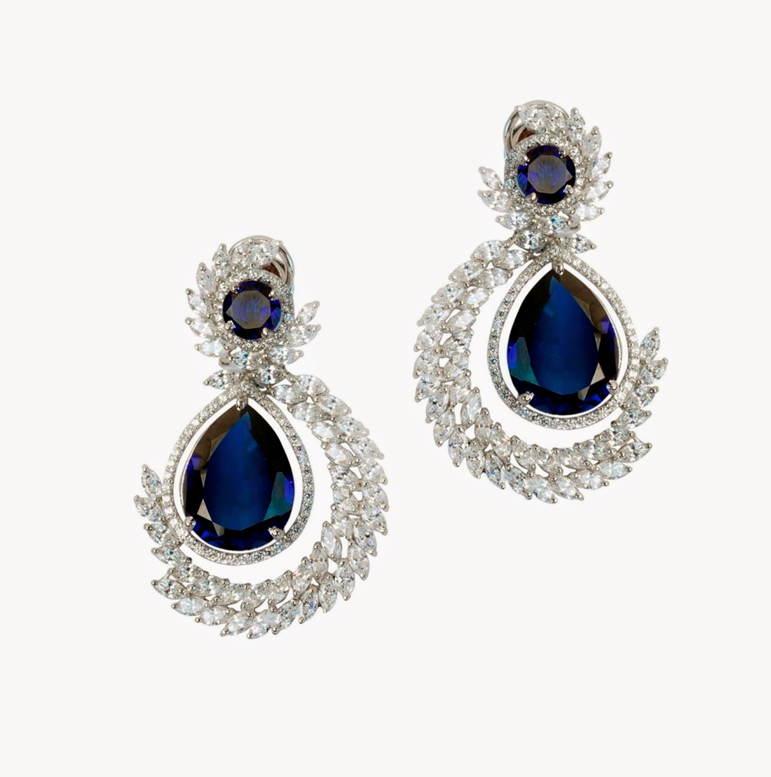 Ocean Drop Earrings With Swarovski Surround From Adawna by Sonals Bijoux